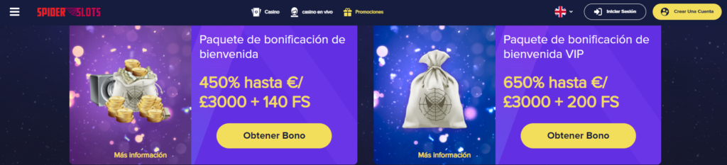 Bonos de SpiderSlots