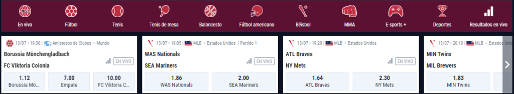 apuestas disponibles